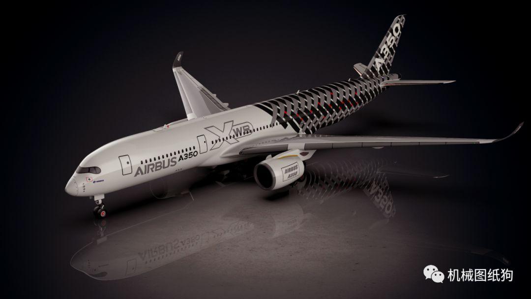 飞行模型airbusa350xwb空客飞机模型3d图纸solidworks设计