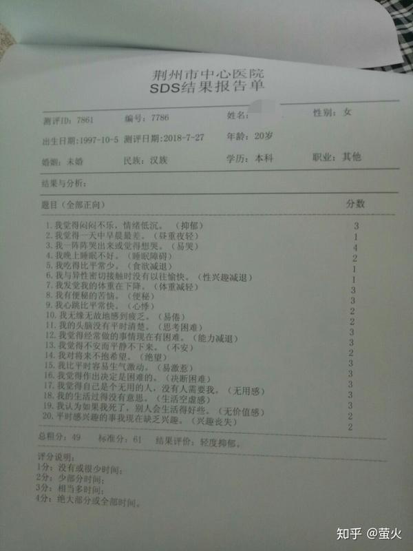 能给我一份完整的抑郁症测试题吗?
