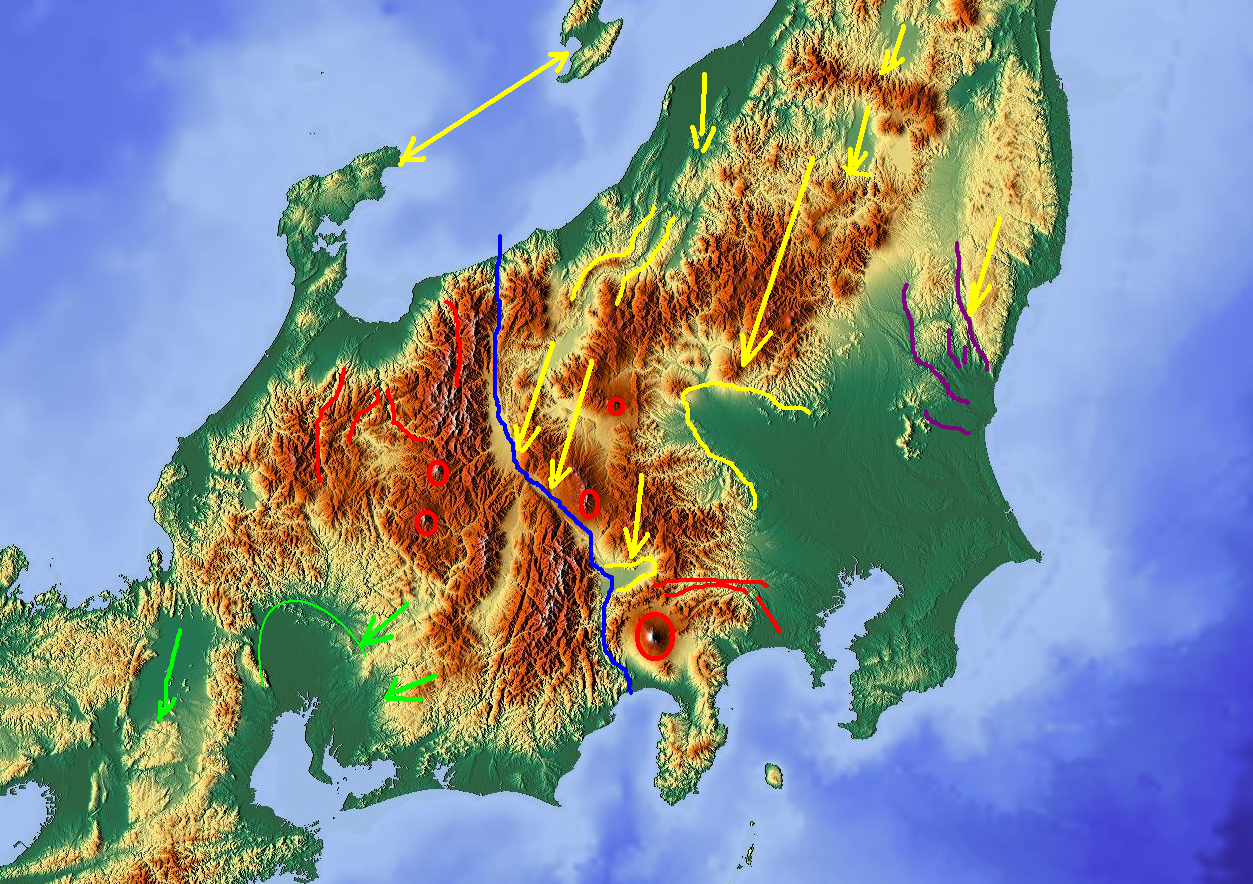 首发于下图是日本本州岛中部的局部地形图.