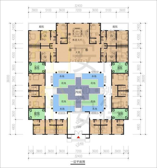 给大家介绍6款新中式四合院设计,包含效果图和平面布局,希望对建