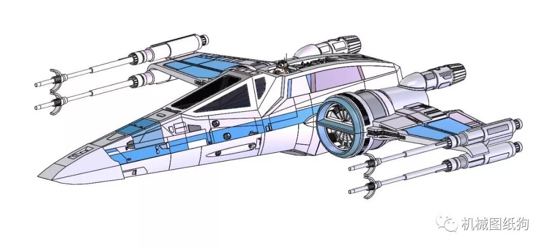 【飞行模型】t-70 x-wing星际战斗机造型模型3d图纸 x