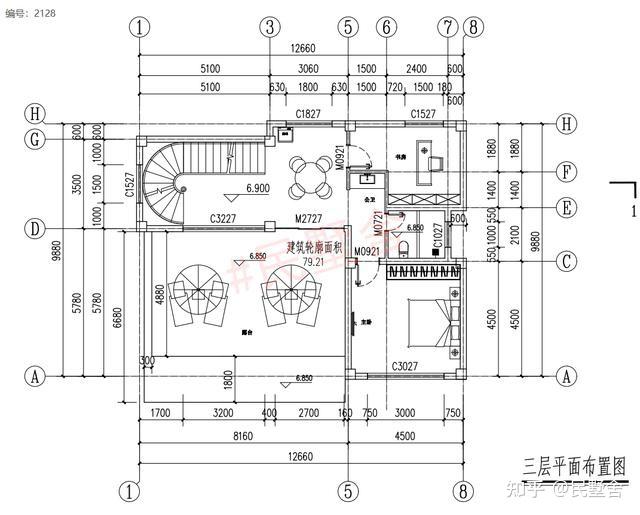 6×9.8米农村二层半别墅,复式 旋转楼梯,大气上档次