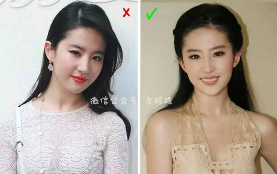 ① 眉眼变淡相比于少女时期,中后期的刘亦菲眉眼对比度变淡:对比小