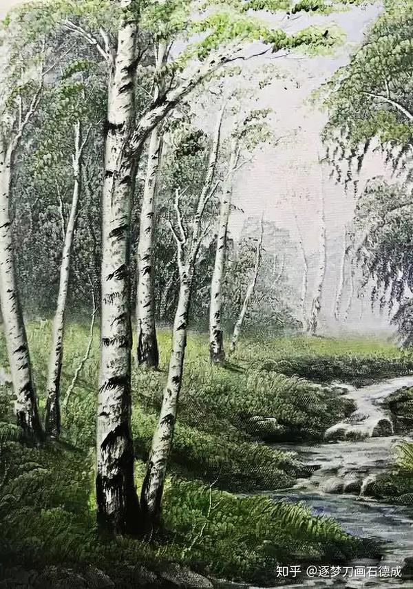 绘画教程43—山水画刀画经典的白桦林教程