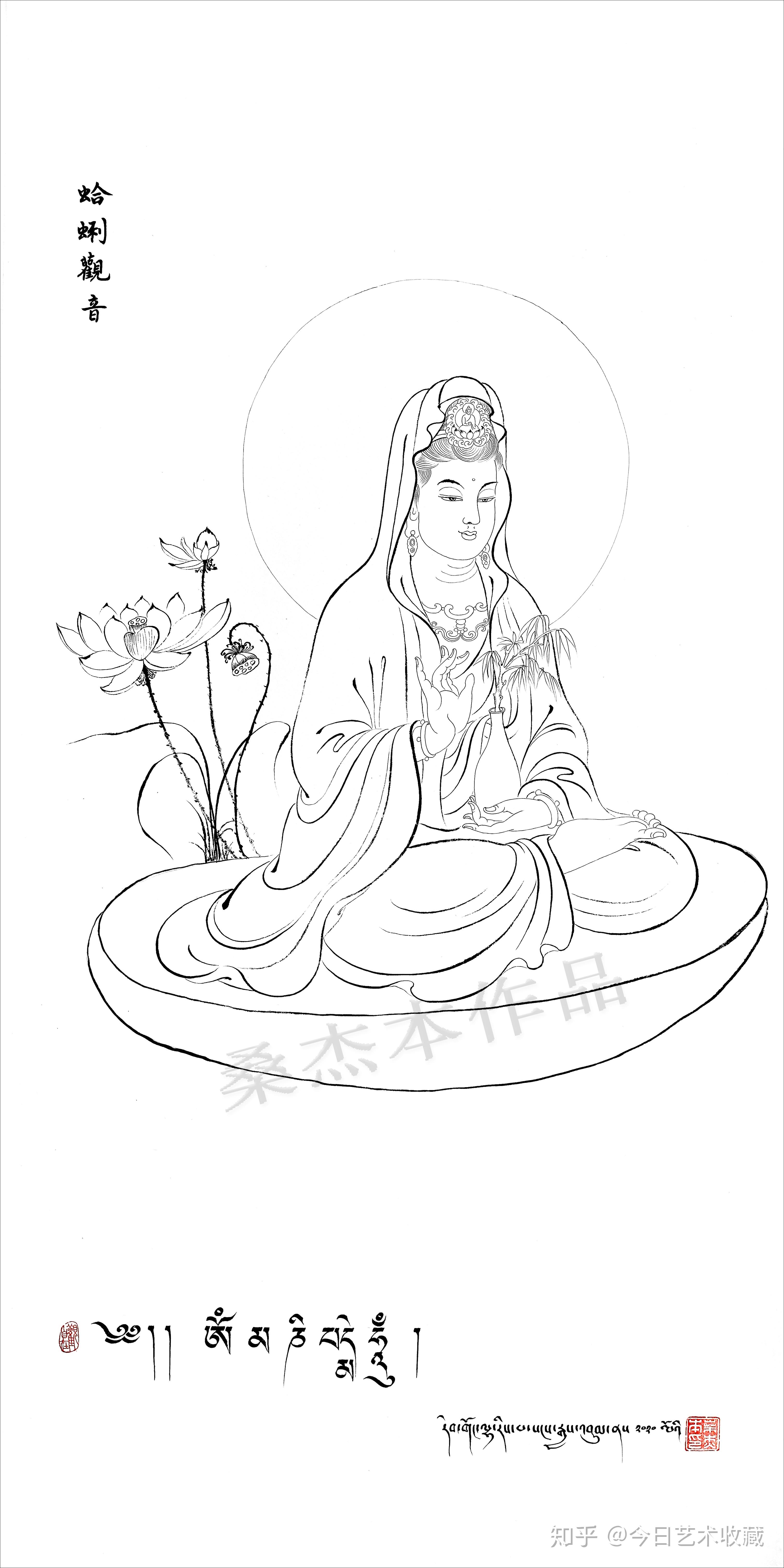 古老敦煌线条与藏传唐卡工笔手法在疫情期间发虔心,沐手绘佛中观音,一