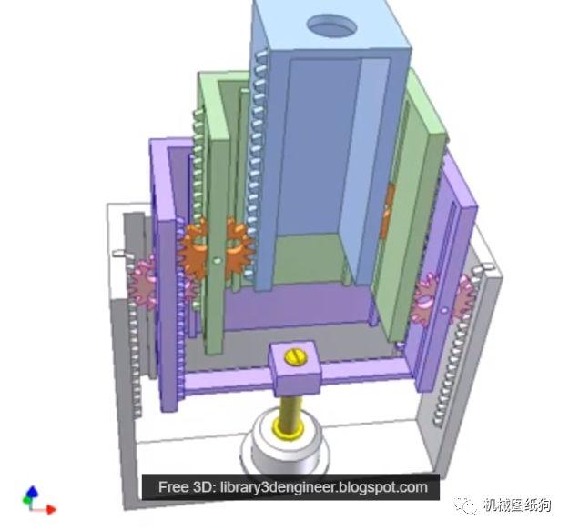 【精巧机构】齿轮机械伸缩缸机构3d图纸 stp格式