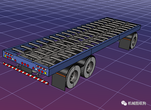 工程机械抗腐蚀底盘拖车挂车结构3d图纸step格式