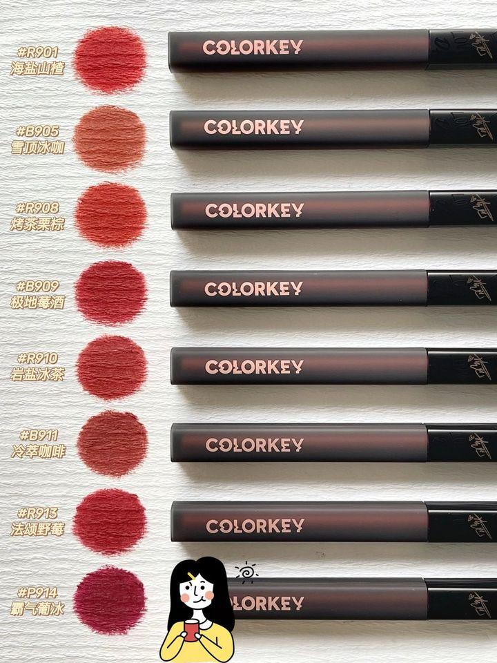 colorkey唇釉图片,colorkey唇釉 今天又是带来一篇colorkey唇釉的无滤镜试色分享,9支热巴定制黑缎全