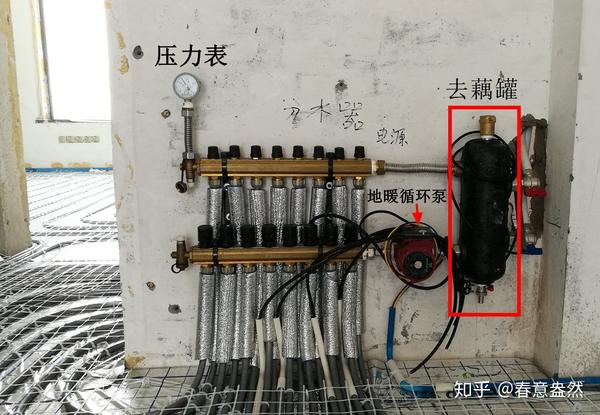 装修地暖安装,燃气壁挂炉带生活热水循环泵,让生活热水龙头即开即热