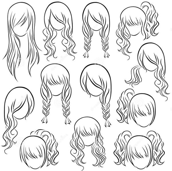 分享小部分画发型的草稿图和各种可爱发型女生头像 写实类头发的绘制