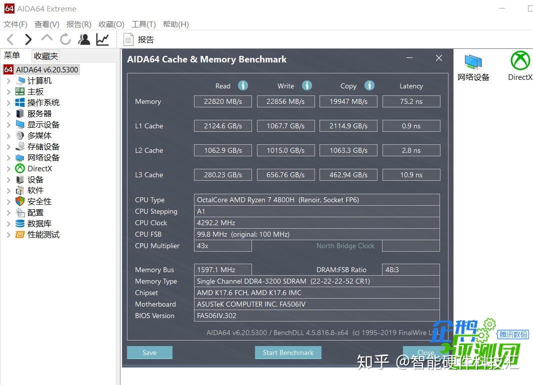 先用鲁大师检测下这台天选游戏本的硬件参数,除了amd r7 4800h处理器