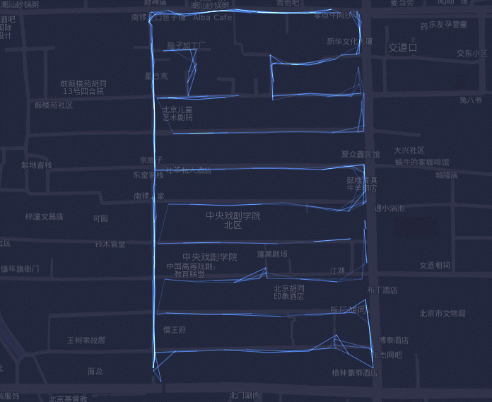 实地调研轨迹(动图代表实际运动过程,线表示经过的轨迹)