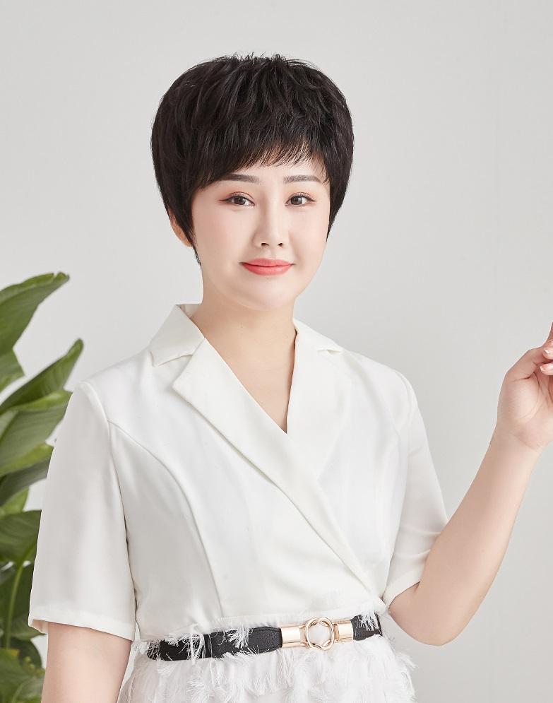 纹理烫女生短发假发