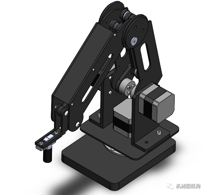 机器人简易钣金结构三轴机械臂模型3d图纸solidworks附工程图