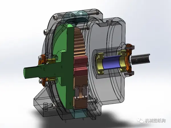 差减变速器一级行星齿轮减速器三维模型图纸solidworks设计