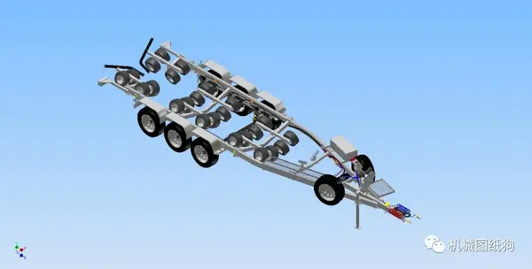 【其他车型】tri-axle船用拖车模型3d图纸 stp格式