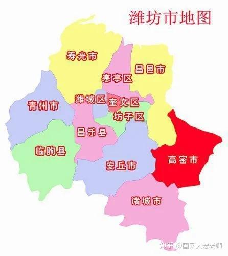 潍坊行政划分地图