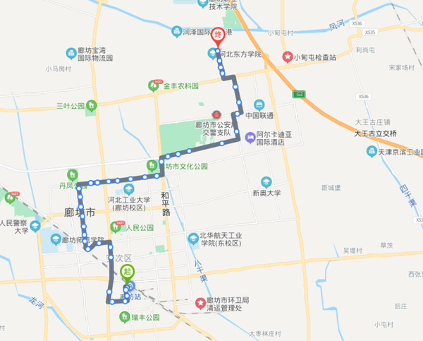 河北廊坊火车站途经公交车路线乘坐点及其运行时间