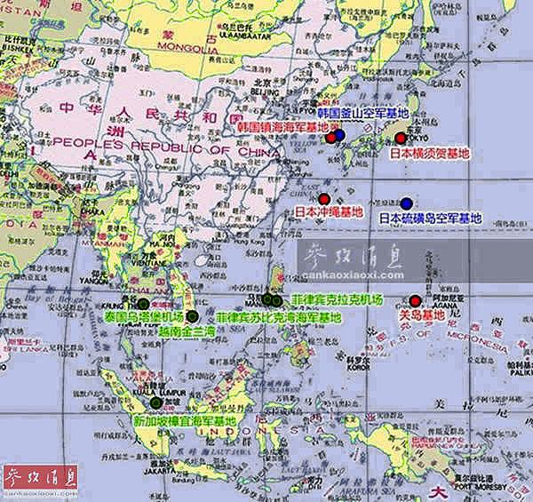 美国在中国周边部署的全部军事基地揭晓