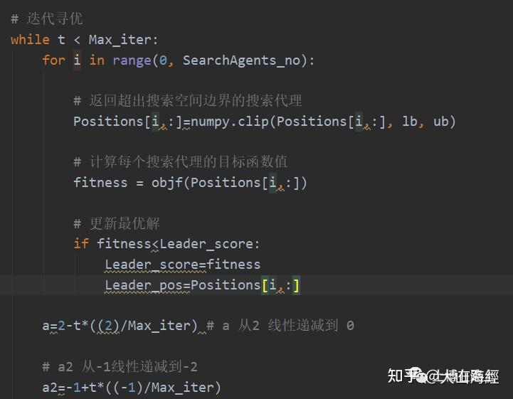 算法的伪代码如下所示:python实现以下列目标函数为例,应用鲸鱼优化