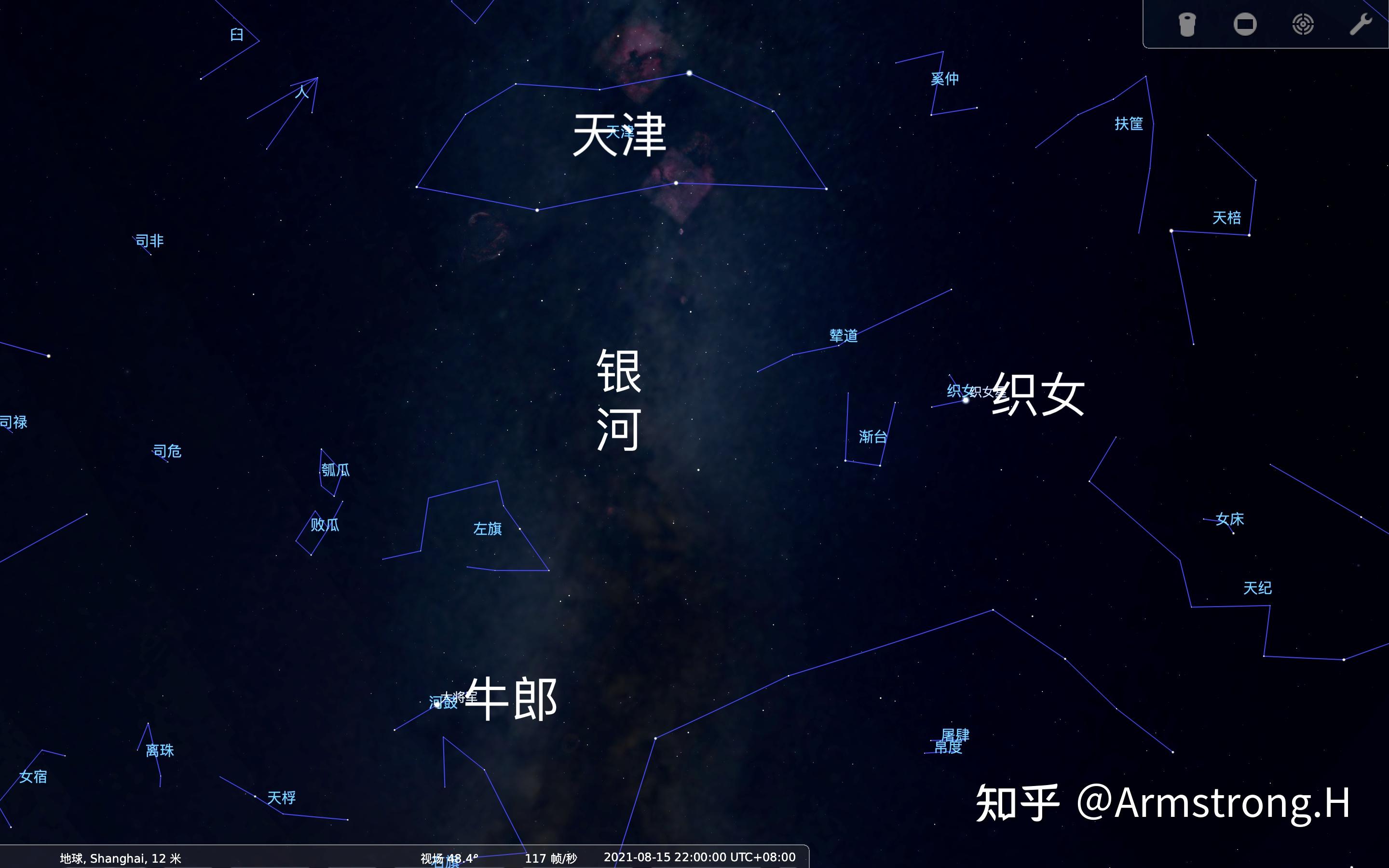 中国古人眼中,今天的天鹅座天区是一个名为"天津"的星官.