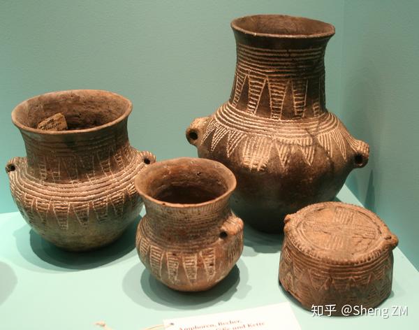 绳纹器文化的陶器样本,来自德国柏林的museum für vor- und früh