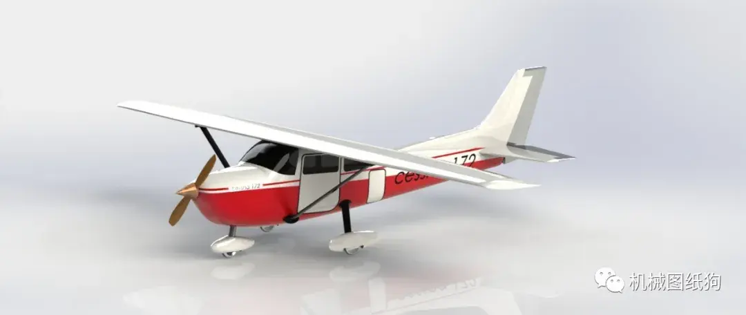 172 skyhawk小型私人飞机模型3d图纸 solidworks设计