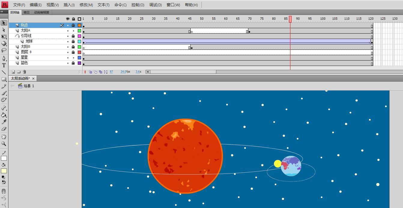如何用flashan制作太阳系行星动画
