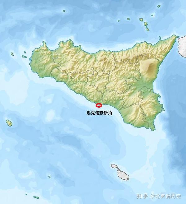 战斗发生在西西里岛南岸埃克诺默斯角附近海域