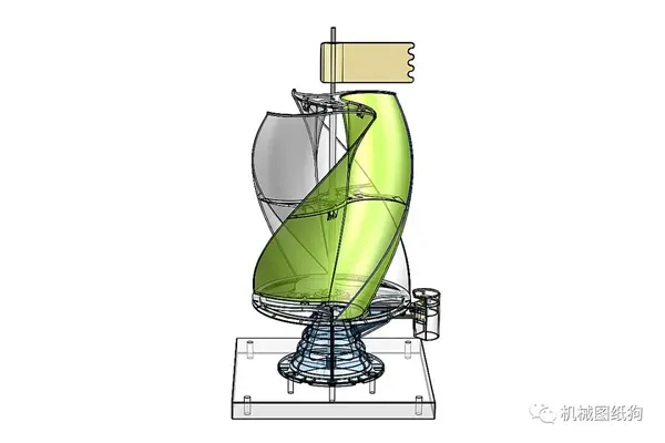 工程机械螺旋风力发电机涡轮机3d数模图纸solidworks设计附igsstep