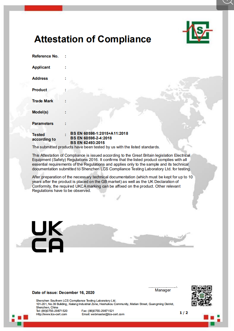 英国ukca认证的证书模板 ukca流程