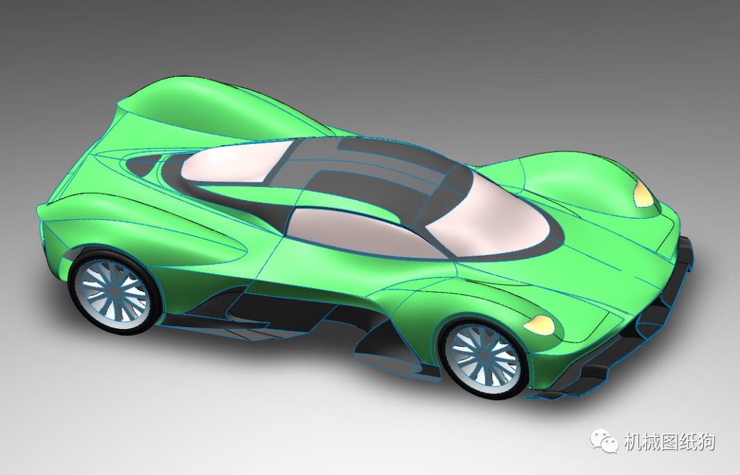 汽车轿车astonmartinvalkyrie超级跑车简易外观模型图纸solidworks