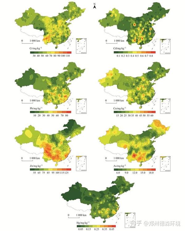 中国农田土壤重金属污染分布