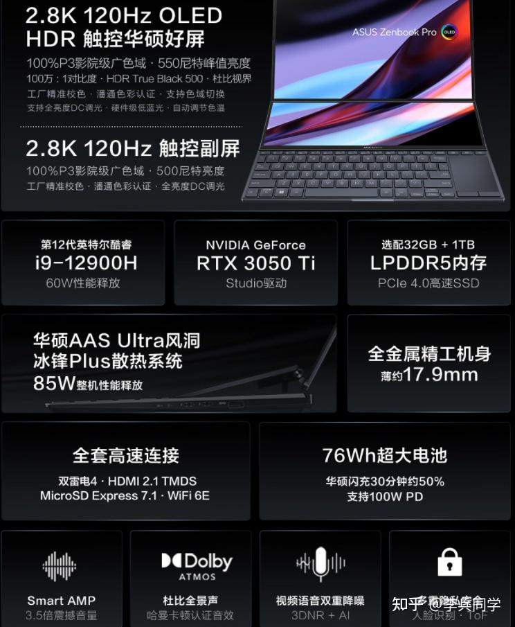 华硕灵耀x双屏pro2022i912900h32g1tb3050ti怎么样值得买吗