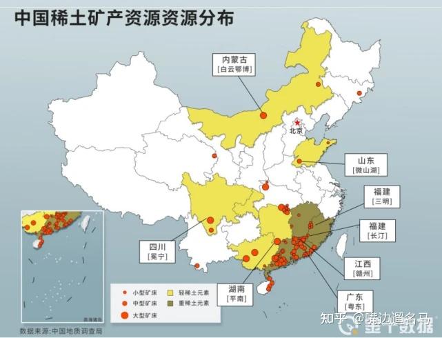 作为世界上最大的稀土生产国,我国的稀土资源分布主要可以分为南北