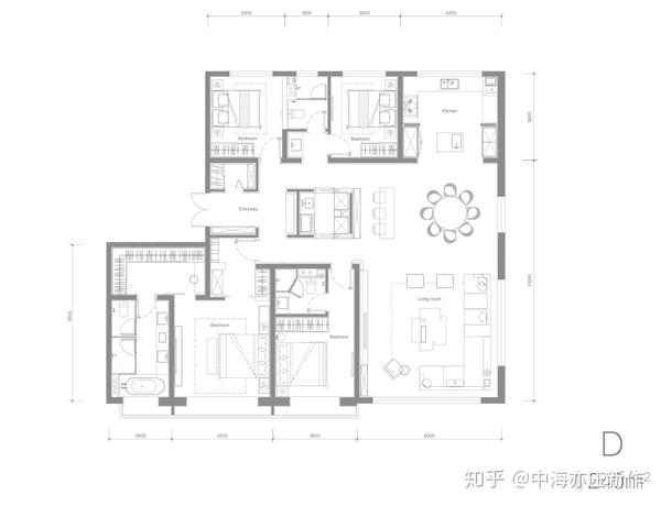 240㎡户型:4 1四面宽·主卧双洄游户型,超大边厅,尺度彰显身份