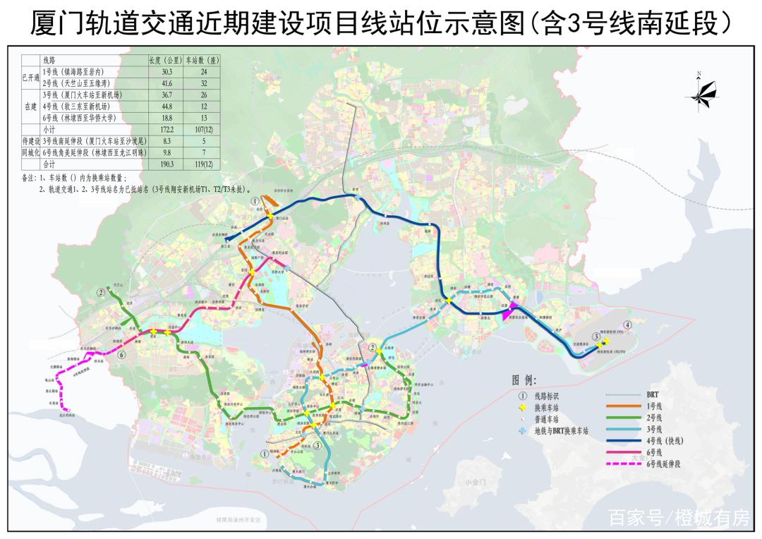 厦门地铁3号线南延段开工线路站点全曝光