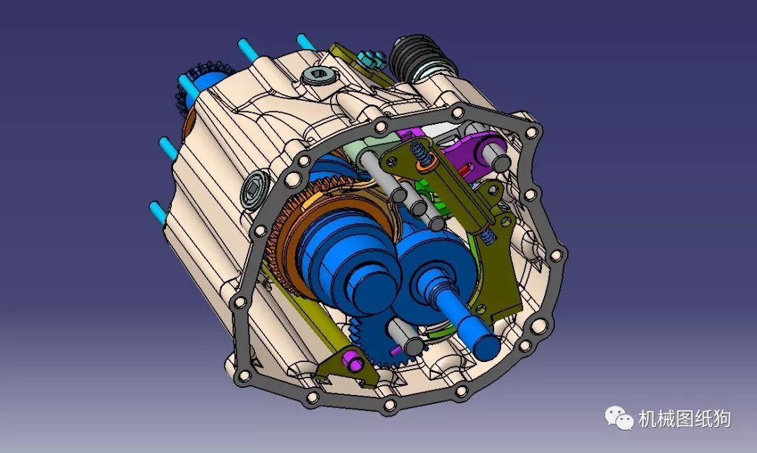 差减变速器一款汽车变速器变速箱装置3d模型图纸catia设计