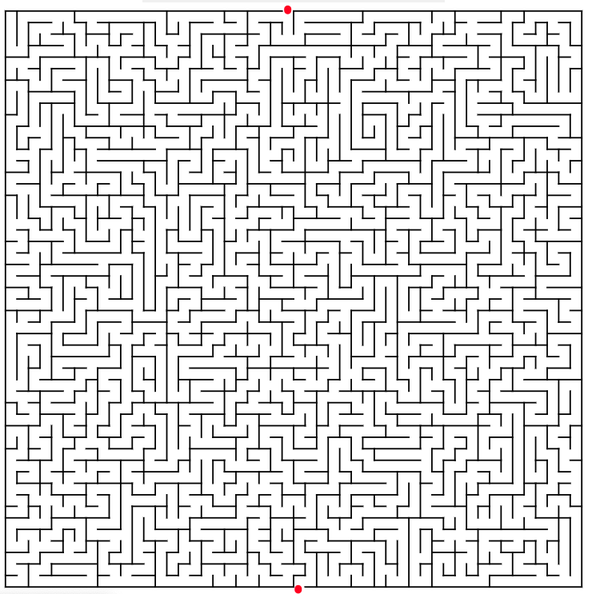 迷宫3 如果你觉得以上的都太简单了,可以玩一玩下面这个超级迷宫(可点