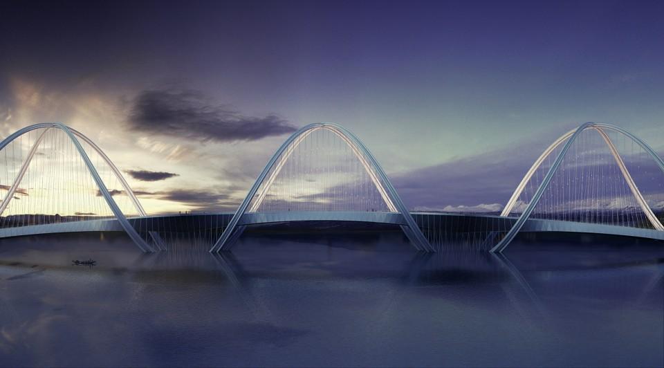 北京冬奥会景观桥设计五环廊桥