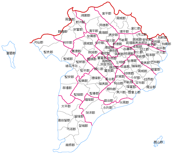 渣作越南共和国二级行政区划地图