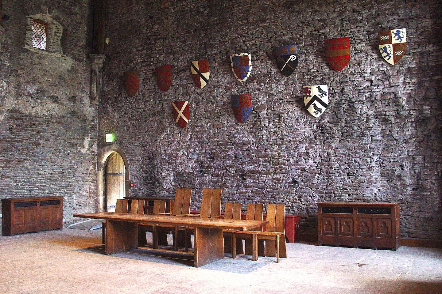 中世纪城堡的大厅所有人吃饭睡觉的地方