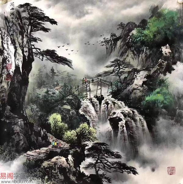 张国民彩墨山水画|绘笔墨之形,举景行之意