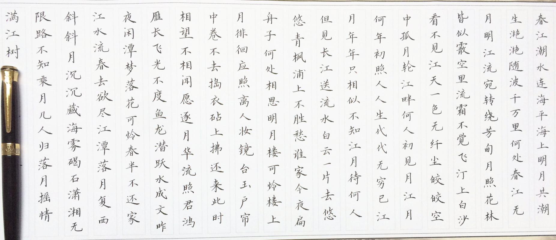 张若虚春江花月夜钢笔字笔友习作欣赏