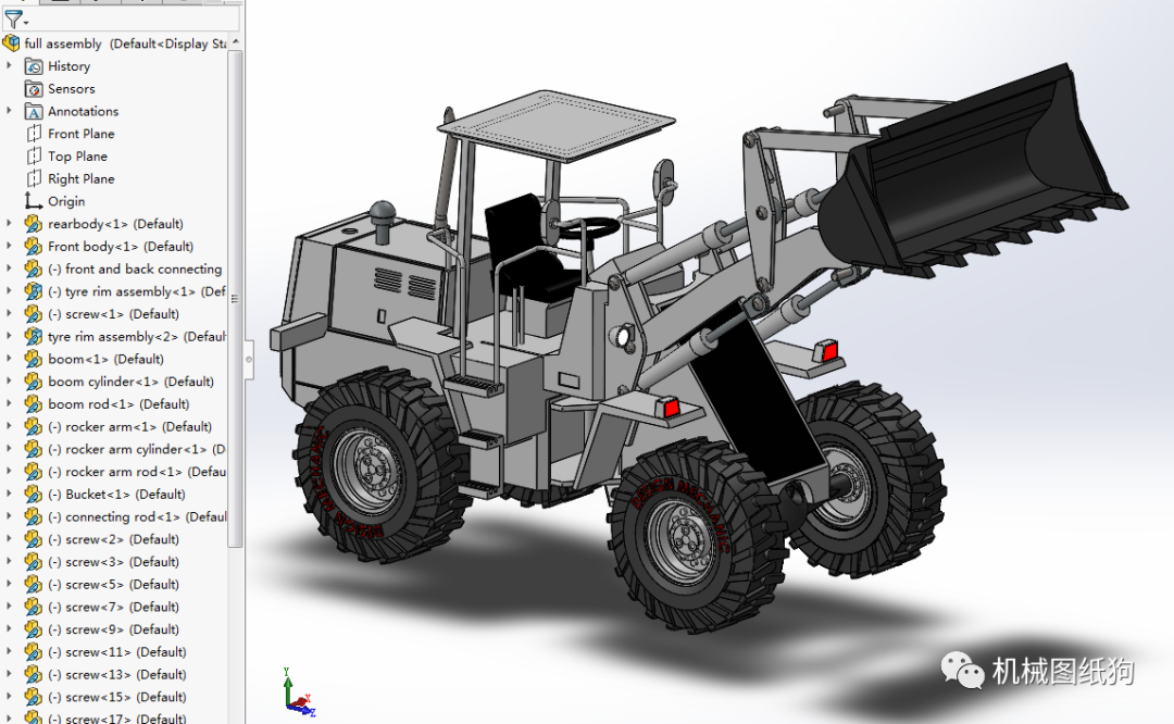 工程机械frontloader装载机铲运机3d图纸solidworks设计