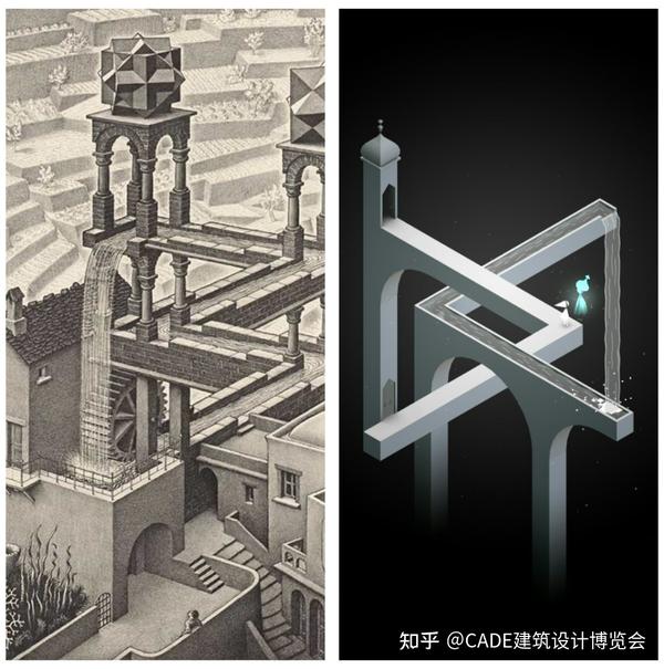 埃舍尔的画作中充满了轮回与不可能,将 数学美发挥到了 极致,他建造的