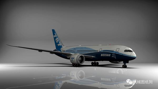 飞行模型波音787客机boeing飞机模型3d图纸solidworks设计