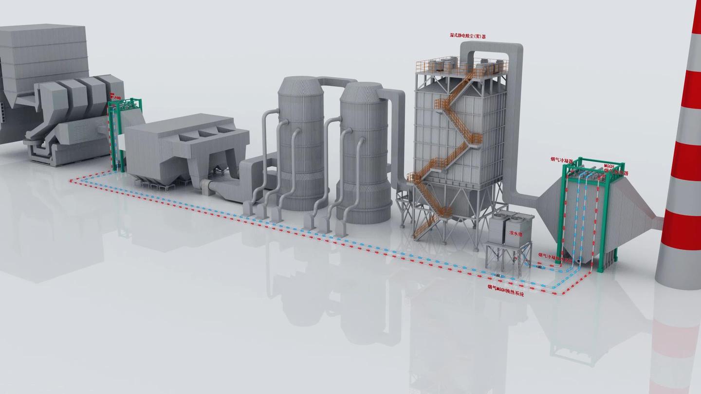 静电除尘器冷凝换热器工业机械原理三维演示动画烟气污染治理工艺三维