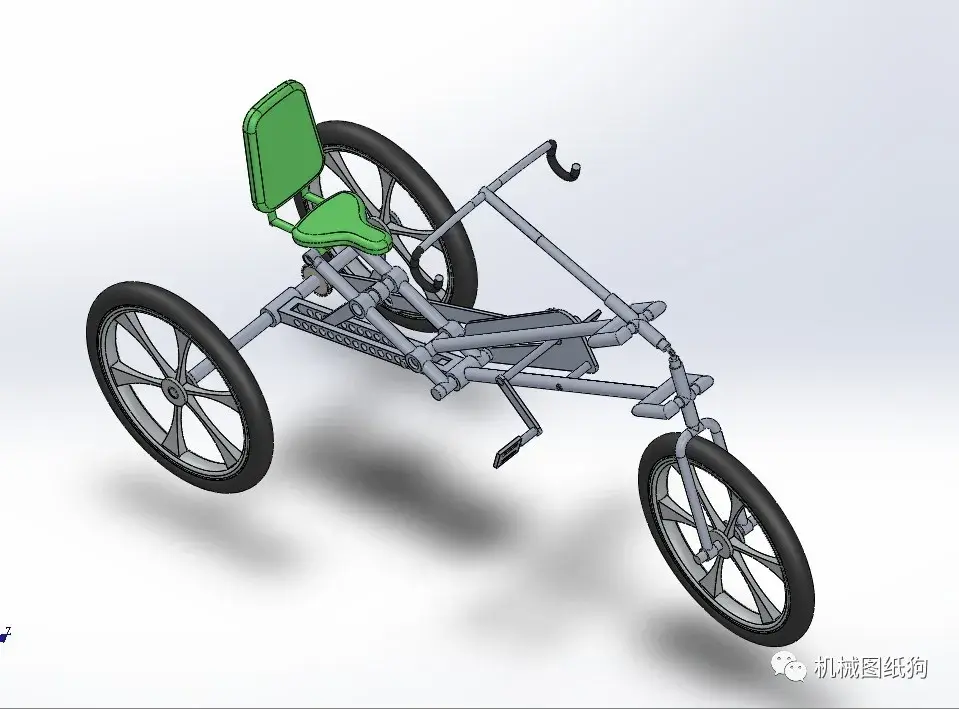 【其他车型】单座小三轮自行车结构3d图纸 solidworks