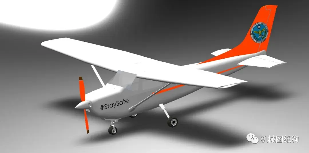 【飞行模型】cessna-150小型飞机简易模型3d图纸 solidworks设计